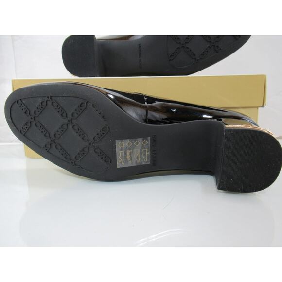 Michael Kors June Flex Mid Pump Block Heel MK Logo Black Patent Size 7.5 - Picture 8 of 10